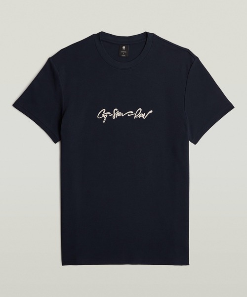 G-STAR(ジースター)の「G-SCRIPT T-SHIRT/フロントブランドロゴTシャツ(Tシャツ/カットソー・メンズ・ベージュ/ダークブルー・X-LARGE/LARGE/MEDIUM/SMALL/X-SMALL)」の2枚目の写真
