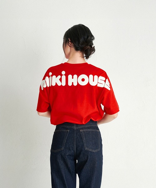 MIKI HOUSE(ミキハウス)の「【WEB限定】バックロゴ半袖Tシャツ(大人用)(Tシャツ/カットソー・レディース・イエロー/パープル/レッド/グリーン/ホワイト/ライトグリーン/ネイビー/ブルー・L(175-185cm)/M(165-175cm)/S(155-165cm))」の8枚目の写真
