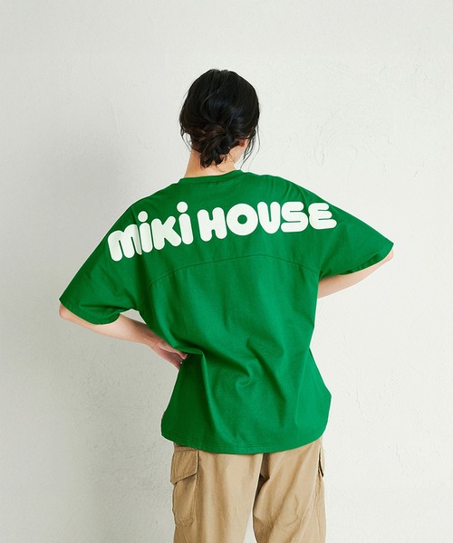 MIKI HOUSE(ミキハウス)の「【WEB限定】バックロゴ半袖Tシャツ(大人用)(Tシャツ/カットソー・レディース・イエロー/パープル/レッド/グリーン/ホワイト/ライトグリーン/ネイビー/ブルー・L(175-185cm)/M(165-175cm)/S(155-165cm))」の3枚目の写真