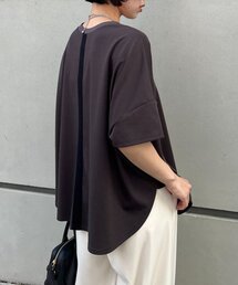 Jena espace merveilleux | 【ポンチョシルエットで可愛い／大人Tシャツ】バックテープカットソー(Tシャツ/カットソー)