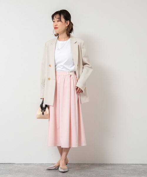 NOLLEY’S(ノーリーズ)の「ウォッシャブルライトウェザータック&ギャザースカート(スカート・レディース・サーモンピンク/ホワイト/ネイビー・38/36)」の6枚目の写真