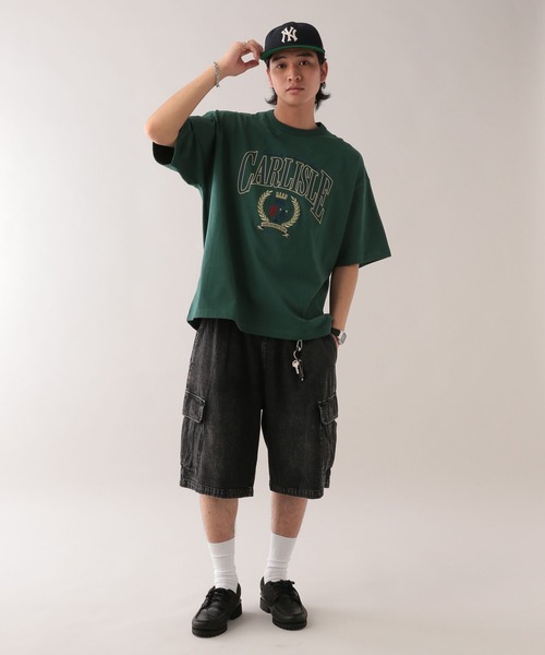 RAGEBLUE（レイジブルー）の「カレッジロゴ刺繍/オーバーサイズTシャツ（Tシャツ/カットソー・メンズ・ホワイト/グリーン/ネイビー・LARGE/MEDIUM）」の21枚目の写真