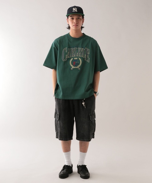 RAGEBLUE（レイジブルー）の「カレッジロゴ刺繍/オーバーサイズTシャツ（Tシャツ/カットソー・メンズ・ホワイト/グリーン/ネイビー・LARGE/MEDIUM）」の22枚目の写真