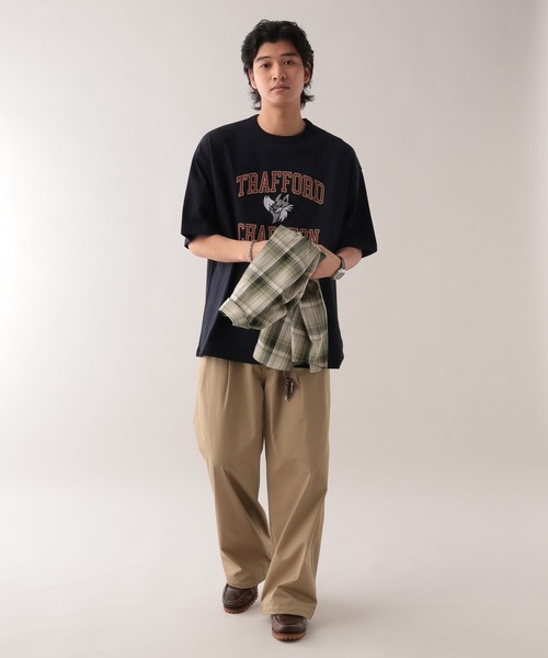 RAGEBLUE（レイジブルー）の「カレッジロゴ刺繍/オーバーサイズTシャツ（Tシャツ/カットソー・メンズ・ホワイト/グリーン/ネイビー・LARGE/MEDIUM）」の16枚目の写真