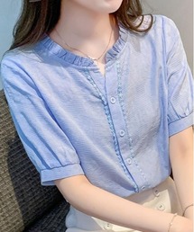 半袖　フリル　シャツ