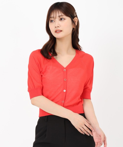 MISCH MASCH(ミッシュマッシュ)の「シアーカラーパフ袖カーディガン(カーディガン/ボレロ・レディース・ホワイト/ブラック/レッド/ブルー・フリ-)」の10枚目の写真