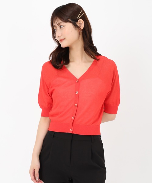 MISCH MASCH(ミッシュマッシュ)の「シアーカラーパフ袖カーディガン(カーディガン/ボレロ・レディース・ホワイト/ブラック/レッド/ブルー・フリ-)」の11枚目の写真