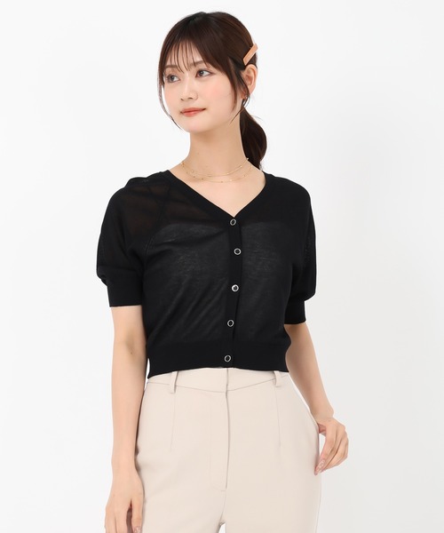 MISCH MASCH(ミッシュマッシュ)の「シアーカラーパフ袖カーディガン(カーディガン/ボレロ・レディース・ホワイト/ブラック/レッド/ブルー・フリ-)」の13枚目の写真