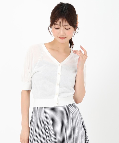MISCH MASCH(ミッシュマッシュ)の「シアーカラーパフ袖カーディガン(カーディガン/ボレロ・レディース・ホワイト/ブラック/レッド/ブルー・フリ-)」の16枚目の写真