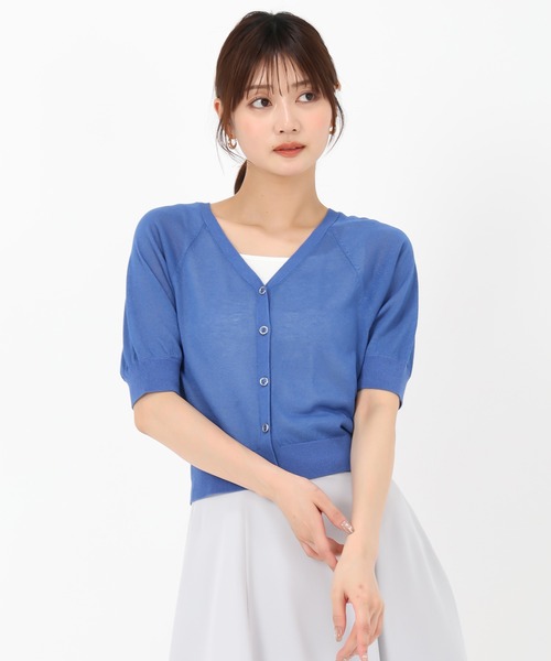 MISCH MASCH(ミッシュマッシュ)の「シアーカラーパフ袖カーディガン(カーディガン/ボレロ・レディース・ホワイト/ブラック/レッド/ブルー・フリ-)」の21枚目の写真