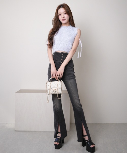 ドロップリボンサマーシャギーノースリニット（ニット/セーター