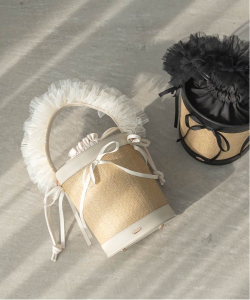 2WAYチュールフリルハンドルカゴバッグ（ハンドバッグ）｜RANDA