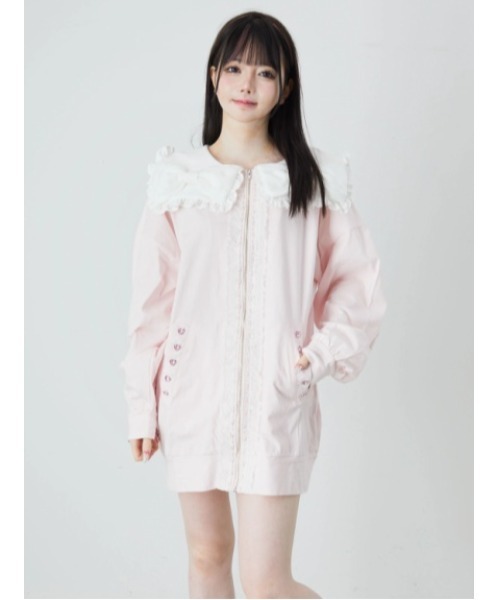 Ank Rouge（アンクルージュ）の「おリボンBIGパーカー（Tシャツ/カットソー・レディース・ブラック/ピンク/ホワイト・M）」の5枚目の写真