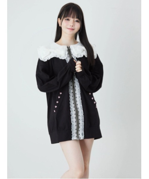 Ank Rouge（アンクルージュ）の「おリボンBIGパーカー（Tシャツ/カットソー・レディース・ブラック/ピンク/ホワイト・M）」の6枚目の写真