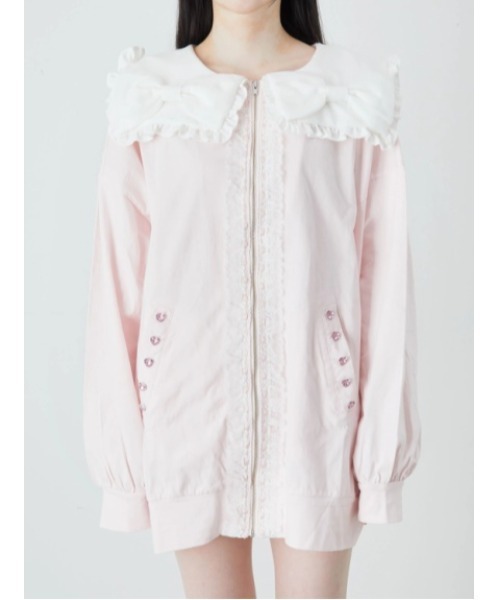 Ank Rouge（アンクルージュ）の「おリボンBIGパーカー（Tシャツ/カットソー・レディース・ブラック/ピンク/ホワイト・M）」の7枚目の写真