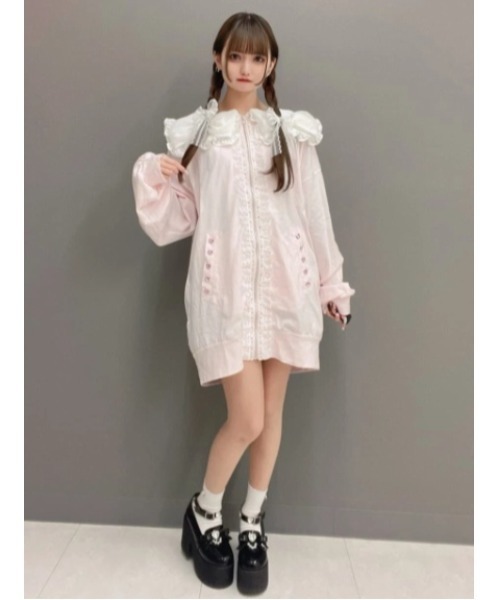 Ank Rouge（アンクルージュ）の「おリボンBIGパーカー（Tシャツ/カットソー・レディース・ブラック/ピンク/ホワイト・M）」の12枚目の写真
