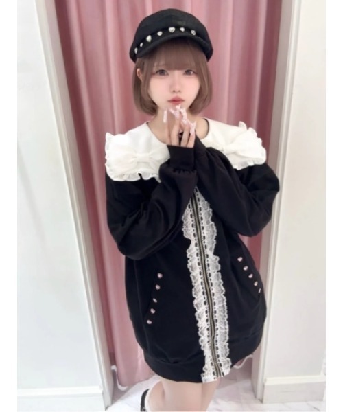 Ank Rouge（アンクルージュ）の「おリボンBIGパーカー（Tシャツ/カットソー・レディース・ブラック/ピンク/ホワイト・M）」の14枚目の写真