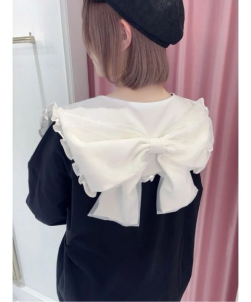 Ank Rouge（アンクルージュ）の「おリボンBIGパーカー（Tシャツ/カットソー・レディース・ブラック/ピンク/ホワイト・M）」の15枚目の写真