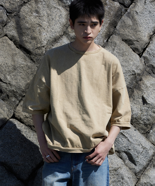 JOURNAL STANDARD J.S HOMESTEAD（ジャーナルスタンダードホームステッド）の「J.S.Homestead / オーバーラージ ポンチョ ショートスリーブTシャツ（Tシャツ/カットソー・メンズ・チャコールグレー/ブラック/ライトグリーン/ベージュ・FREE）」の3枚目の写真