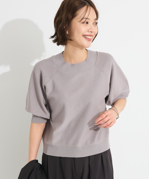 CRAFT STANDARD BOUTIQUE（クラフトスタンダードブティック）の「洗える/UVカット/毛玉軽減 ファンクショナルニット半袖ラグランプルオーバー◆（ニット/セーター・レディース・ブラック/オフホワイト/グレー/グリーン・FREE）」の3枚目の写真