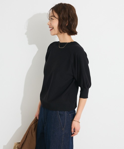 CRAFT STANDARD BOUTIQUE（クラフトスタンダードブティック）の「洗える/UVカット/毛玉軽減 ファンクショナルニット半袖ラグランプルオーバー◆（ニット/セーター・レディース・ブラック/オフホワイト/グレー/グリーン・FREE）」の5枚目の写真