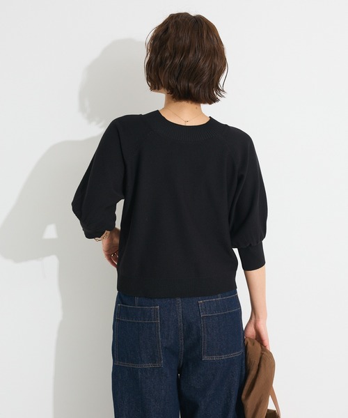 CRAFT STANDARD BOUTIQUE（クラフトスタンダードブティック）の「洗える/UVカット/毛玉軽減 ファンクショナルニット半袖ラグランプルオーバー◆（ニット/セーター・レディース・ブラック/オフホワイト/グレー/グリーン・FREE）」の6枚目の写真