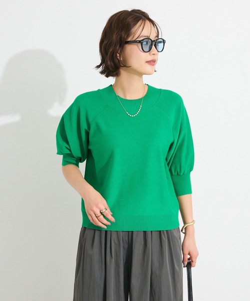 CRAFT STANDARD BOUTIQUE（クラフトスタンダードブティック）の「洗える/UVカット/毛玉軽減 ファンクショナルニット半袖ラグランプルオーバー◆（ニット/セーター・レディース・ブラック/オフホワイト/グレー/グリーン・FREE）」の11枚目の写真