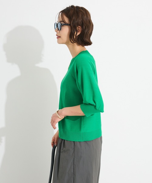 CRAFT STANDARD BOUTIQUE（クラフトスタンダードブティック）の「洗える/UVカット/毛玉軽減 ファンクショナルニット半袖ラグランプルオーバー◆（ニット/セーター・レディース・ブラック/オフホワイト/グレー/グリーン・FREE）」の12枚目の写真