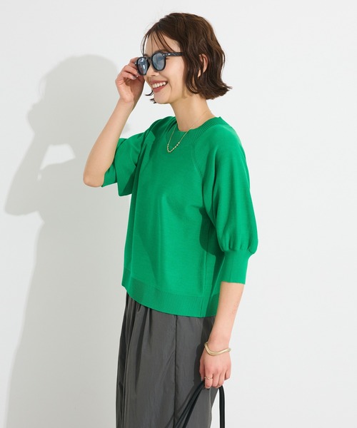 CRAFT STANDARD BOUTIQUE（クラフトスタンダードブティック）の「洗える/UVカット/毛玉軽減 ファンクショナルニット半袖ラグランプルオーバー◆（ニット/セーター・レディース・ブラック/オフホワイト/グレー/グリーン・FREE）」の13枚目の写真