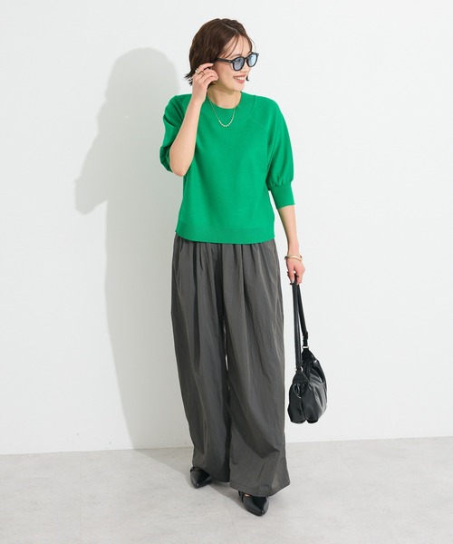 CRAFT STANDARD BOUTIQUE（クラフトスタンダードブティック）の「洗える/UVカット/毛玉軽減 ファンクショナルニット半袖ラグランプルオーバー◆（ニット/セーター・レディース・ブラック/オフホワイト/グレー/グリーン・FREE）」の16枚目の写真