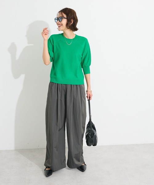 CRAFT STANDARD BOUTIQUE（クラフトスタンダードブティック）の「洗える/UVカット/毛玉軽減 ファンクショナルニット半袖ラグランプルオーバー◆（ニット/セーター・レディース・ブラック/オフホワイト/グレー/グリーン・FREE）」の17枚目の写真