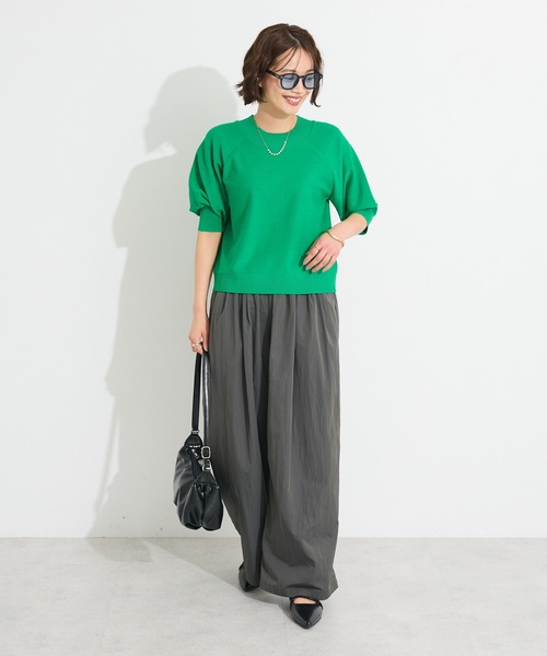 CRAFT STANDARD BOUTIQUE（クラフトスタンダードブティック）の「洗える/UVカット/毛玉軽減 ファンクショナルニット半袖ラグランプルオーバー◆（ニット/セーター・レディース・ブラック/オフホワイト/グレー/グリーン・FREE）」の18枚目の写真