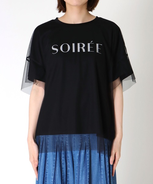 チュールレイヤードロゴＴシャツ WEB限定】チュールレイヤードロゴTシャツ / 組曲 L