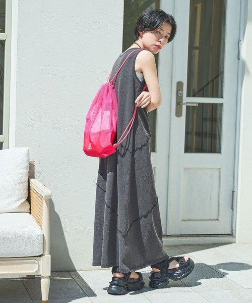 PAGEBOY（ページボーイ）の「サウナボーイコラボ ナップサック（バックパック/リュック・レディース・ピンク/ブラック・FREE）」の6枚目の写真