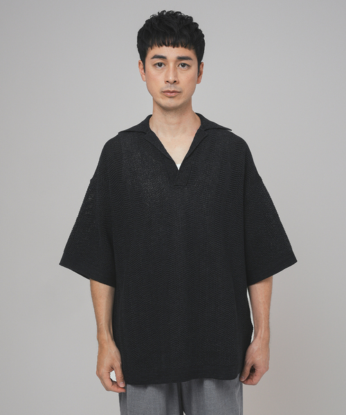 EDIFICE LA BOUCLE(エディフィスラブークル)の「LA BOUCLE (ラブークル) GIMA Chevrons ニットシャツ(ニット/セーター・メンズ・ブラック/ブラウン・2/3)」の10枚目の写真