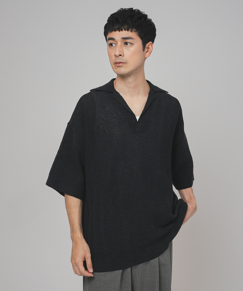 EDIFICE LA BOUCLE(エディフィスラブークル)の「LA BOUCLE (ラブークル) GIMA Chevrons ニットシャツ(ニット/セーター・メンズ・ブラック/ブラウン・2/3)」の9枚目の写真