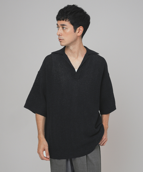 LA BOUCLE ラブークル ニットラグビージャージ バルーンコットン Ｌ LA BOUCLE ラブークル ニットラグビージャージ バルーンコットン L
