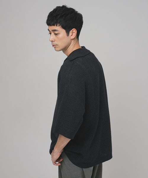 EDIFICE LA BOUCLE(エディフィスラブークル)の「LA BOUCLE (ラブークル) GIMA Chevrons ニットシャツ(ニット/セーター・メンズ・ブラック/ブラウン・2/3)」の6枚目の写真