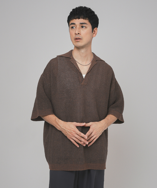 LA BOUCLE ラブークル ニットラグビージャージ バルーンコットン Ｌ LA BOUCLE ラブークル ニットラグビージャージ バルーンコットン L