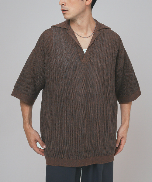 EDIFICE LA BOUCLE(エディフィスラブークル)の「LA BOUCLE (ラブークル) GIMA Chevrons ニットシャツ(ニット/セーター・メンズ・ブラック/ブラウン・2/3)」の21枚目の写真