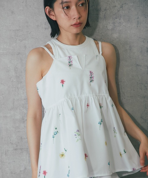 ANOTHER S（アナザーエス）の「【セットアップ対応】花柄キャミビスチェ（シャツ/ブラウス・レディース・ホワイト/ネイビー/ブラック/ベージュ・M）」の9枚目の写真