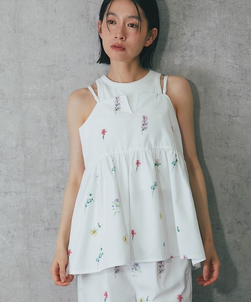 ANOTHER S（アナザーエス）の「【セットアップ対応】花柄キャミビスチェ（シャツ/ブラウス・レディース・ホワイト/ネイビー/ブラック/ベージュ・M）」の7枚目の写真
