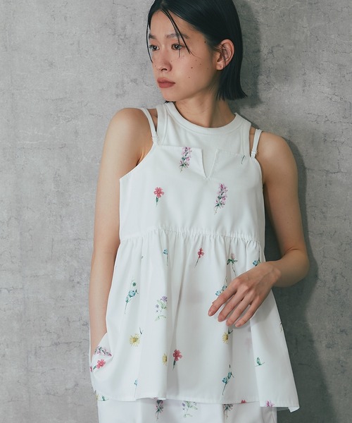 ANOTHER S（アナザーエス）の「【セットアップ対応】花柄キャミビスチェ（シャツ/ブラウス・レディース・ホワイト/ネイビー/ブラック/ベージュ・M）」の14枚目の写真