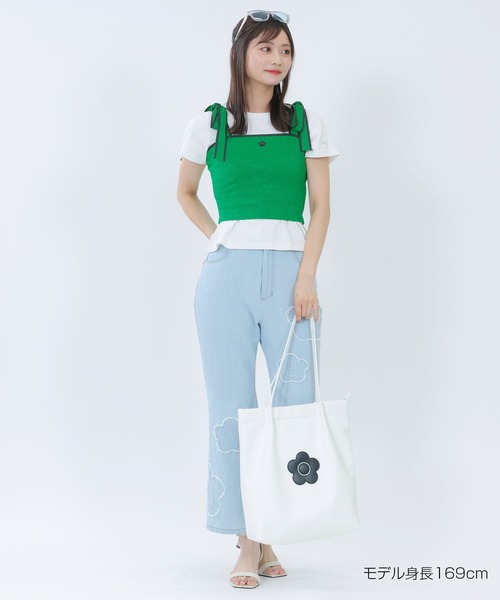 MARY QUANT(マリークワント)の「バイカラーリボン ビスチェ(キャミソール・レディース・ホワイト/グリーン/ブラック・M)」の15枚目の写真