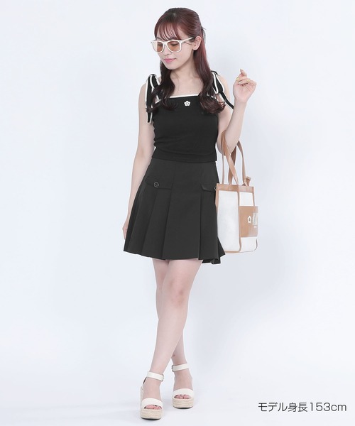 MARY QUANT(マリークワント)の「バイカラーリボン ビスチェ(キャミソール・レディース・ホワイト/グリーン/ブラック・M)」の7枚目の写真
