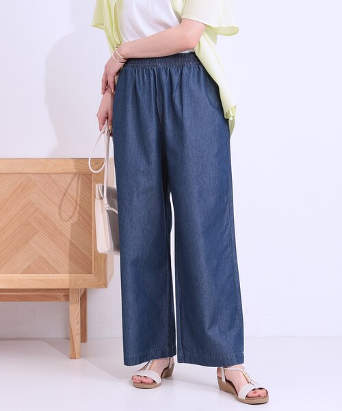 SHOO・LA・RUE(シューラルー)の「【洗える/S-LL】ウエストゴムが楽ちん さらさらワイドデニム(その他パンツ・レディース・ブルー/ネイビー・01/04/03/02)」の1枚目の写真