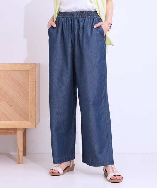 SHOO・LA・RUE(シューラルー)の「【洗える/S-LL】ウエストゴムが楽ちん さらさらワイドデニム(その他パンツ・レディース・ブルー/ネイビー・01/04/03/02)」の3枚目の写真