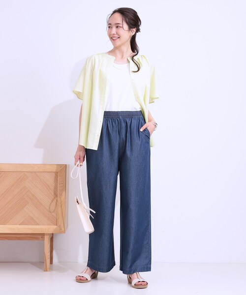 SHOO・LA・RUE(シューラルー)の「【洗える/S-LL】ウエストゴムが楽ちん さらさらワイドデニム(その他パンツ・レディース・ブルー/ネイビー・01/04/03/02)」の14枚目の写真