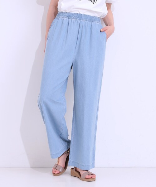 SHOO・LA・RUE(シューラルー)の「【洗える/S-LL】ウエストゴムが楽ちん さらさらワイドデニム(その他パンツ・レディース・ブルー/ネイビー・01/04/03/02)」の16枚目の写真