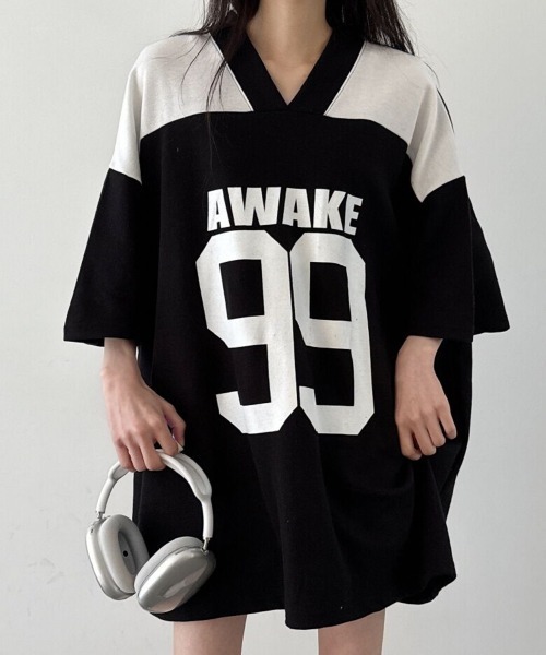 NANAHACHI(ナナハチ)の「文字プリント 半袖 Tシャツ(Tシャツ/カットソー・レディース・ライトグレー/ネイビー/ブラック・FREE)」の22枚目の写真